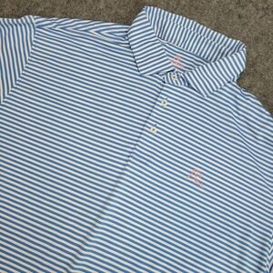 Rhoback Light Blue and White Striped Polo